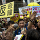 Pro-democracy protesters shout at pro-China supporters at a rally in Hong Kong on June 14th.
